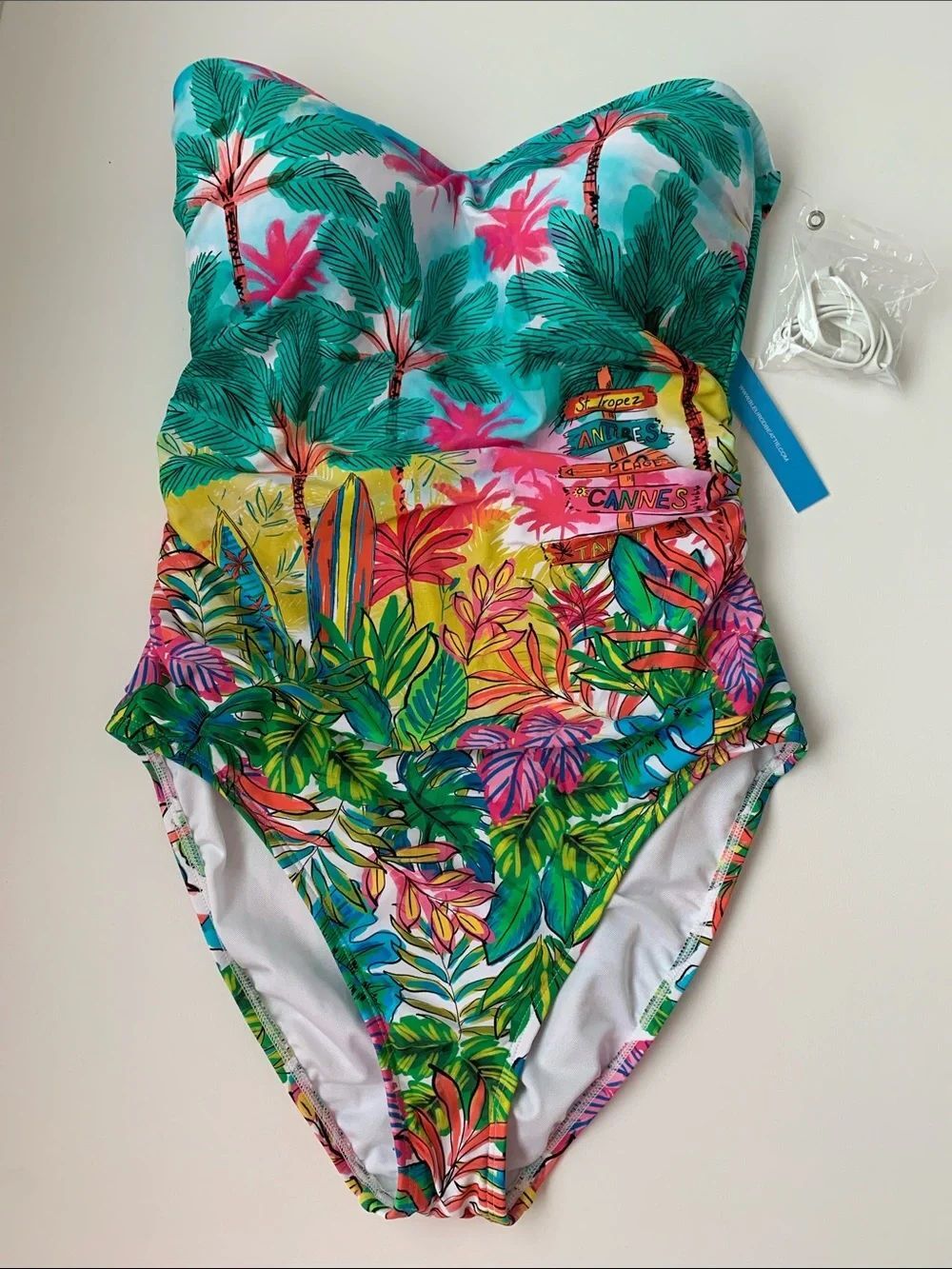 NWT Blue Rod Beattie Tropical Print One-Piece Swimsuit - Multicolor Size 8